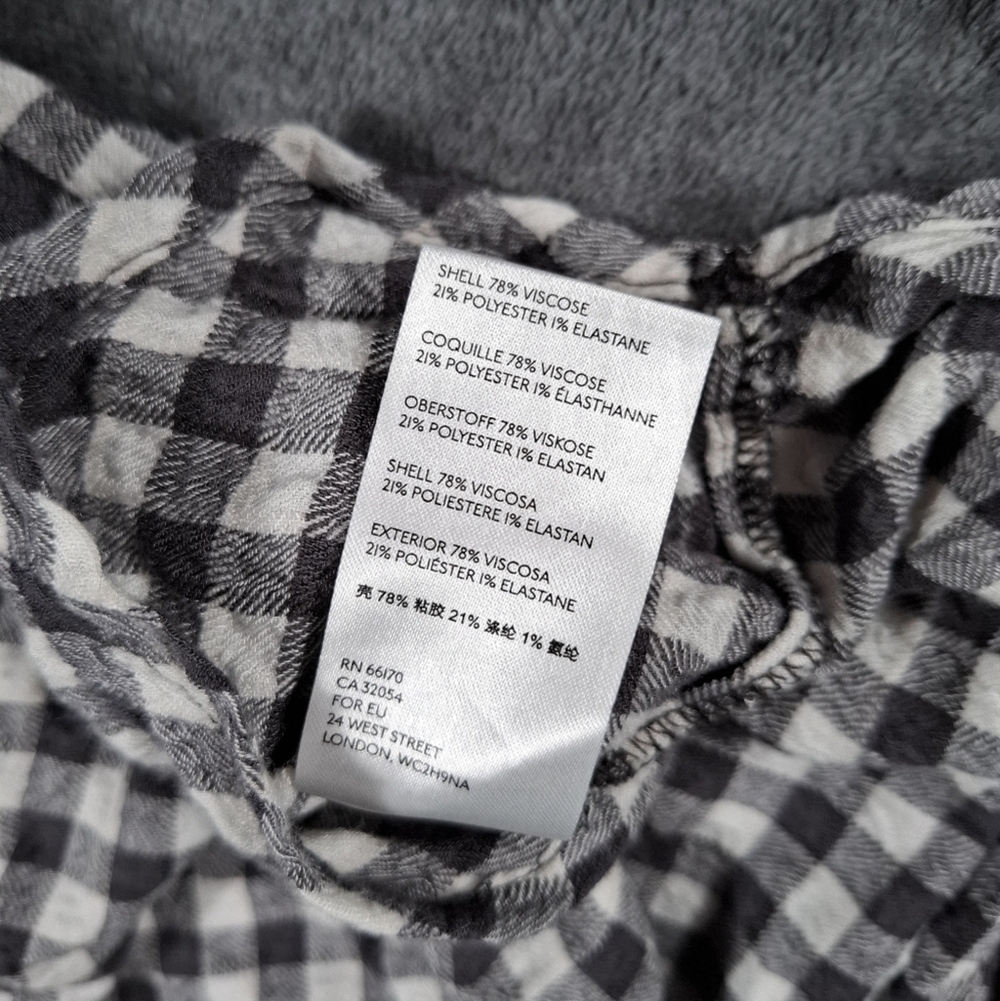 Anthropologie Isadora Button Back Tunic Gray Checkered Womens Size S Boho Chic - Picture 13 of 14